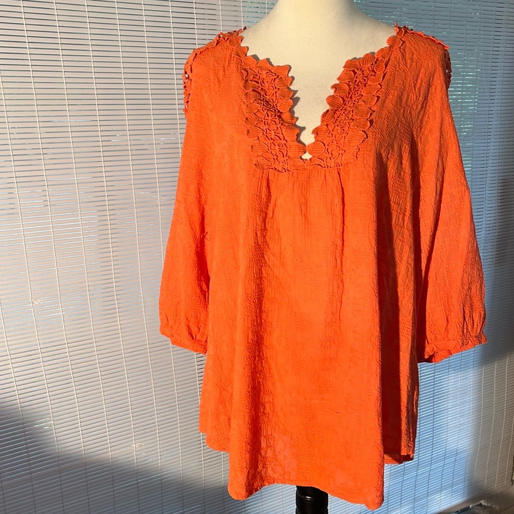 XCVI Crochet Embroidered Boho Top
